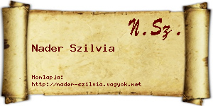 Nader Szilvia névjegykártya